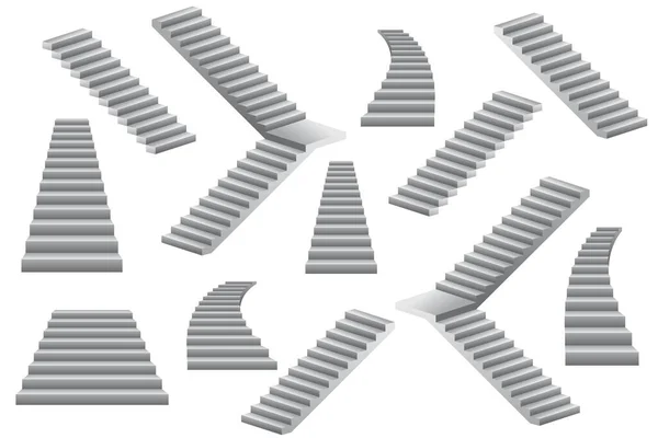 Ensemble Escaliers Illustration Vectorielle Isolé Sur Fond Blanc — Image vectorielle
