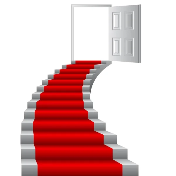 Escadas Para Ilustração Vetorial Porta Conceito Crescimento Objectivo Vencer — Vetor de Stock