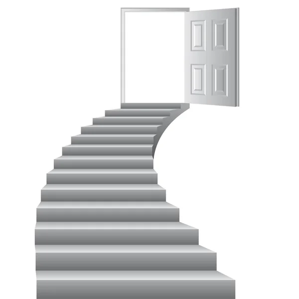 Escaleras Ilustración Vectorial Puerta Concepto Crecimiento Meta Ser Ganada — Vector de stock