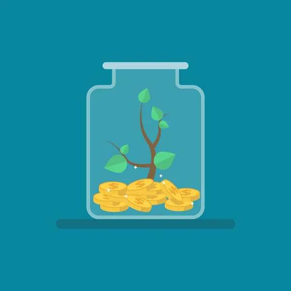 Hora Invertir Concepto Hacer Crecer Negocio Árbol Del Dinero Proceso — Vector de stock