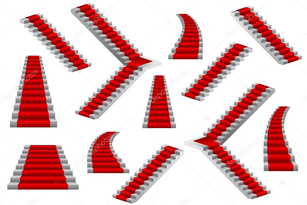 Set of stairs vector illustration isolated on white background.