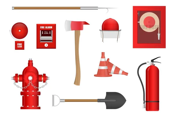 Feuerwehrausrüstung Vektor Illustration Isoliert Auf Weißem Hintergrund — Stockvektor