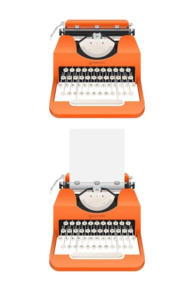 Vintage Typewriter Vector Illustration Isolado Fundo Branco — Vetor de Stock