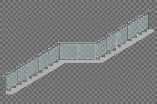 Escaliers Avec Illustration Vectorielle Garde Corps Verre Isolé Sur Fond — Image vectorielle