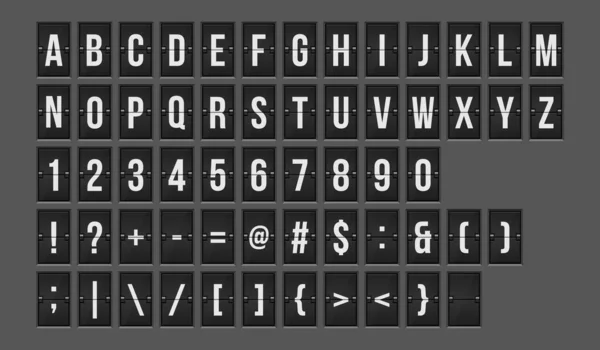 機械的なスコアボードのアルファベットと数字のベクトル図 — ストックベクタ
