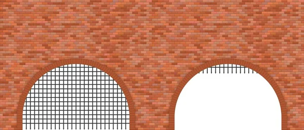 Porte Médiévale Château Illustration Vectorielle Murale Brique — Image vectorielle