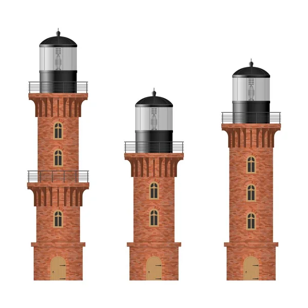Brick Leuchtturm Vektor Illustration Isoliert Auf Weißem Hintergrund — Stockvektor