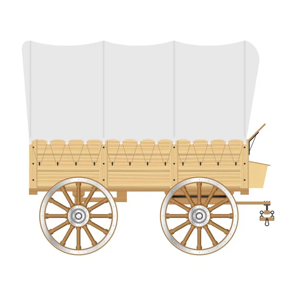 Wild West Wagon Vector Illustration Isolated White Background — Stock Vector