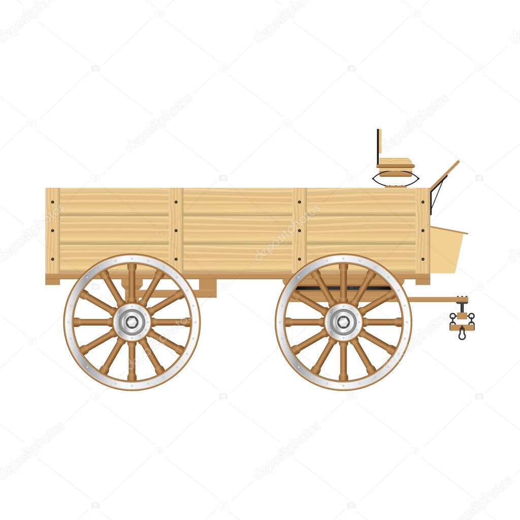 Wild west wagon vector illustration isolated on white background