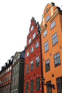 Stockholm 'de tipik renkli Gamla Stan evleri