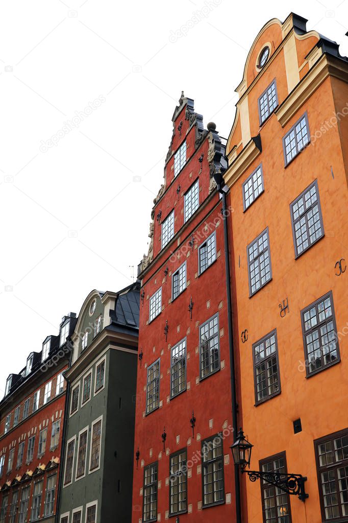 Typical colorfull Gamla Stan houses in stockholm