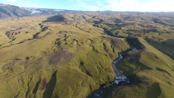 Tiro Aéreo Dron Volando Sobre Famosa Cascada Skogafoss Iceland Gran — Vídeos de Stock