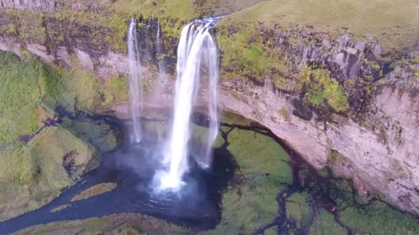 Водоспад Сельяландсфосс Південній Частині Країни Чудовий Водоспад Який Можна Проходити — стокове відео