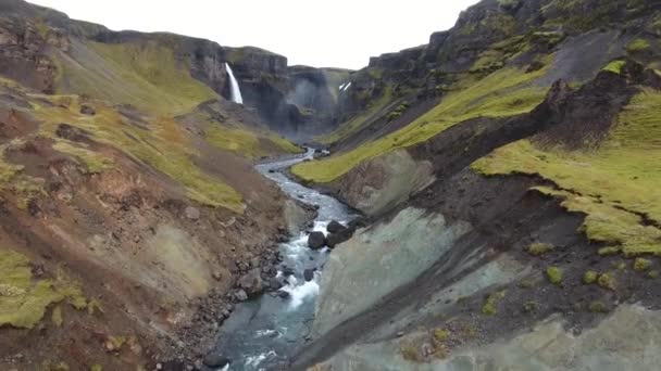Aerial Drone Shot Waterfall Hifoss 122 Meters High Beautiful View — 비디오