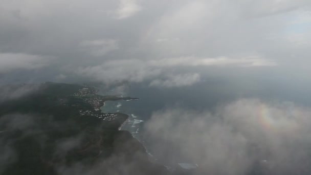 Lucht Drone Schot Boven Wolken Martinique Kust Oceaan — Stockvideo