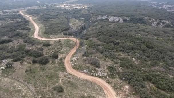 Aerial View High Voltage Power Line Garrigue France — Stock Video