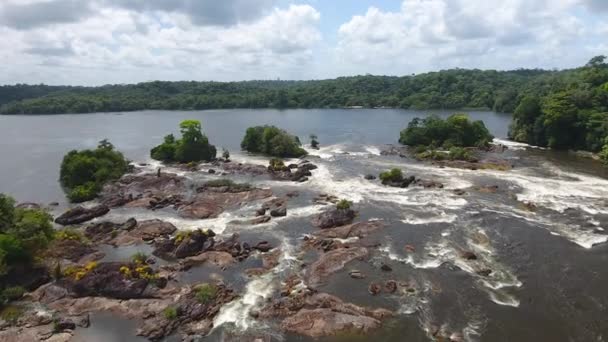 Luftaufnahme Stromschnellen Saut Maripa Oiapoque Fluss Brasilien Guiana — Stockvideo