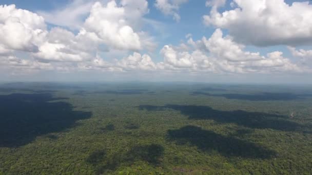 Aerial View Shadow Clouds Rain Forest Landscape Guiana — Stock Video