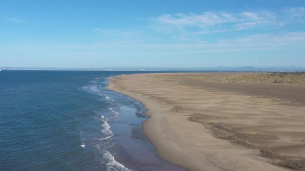 Beautiful Large Sandy Beach Espiguette Grande Motte Background Aerial Drone — Stock Video