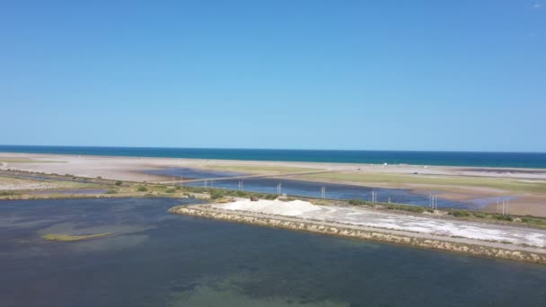 Big Salt Pile Port Nouvelle Salin Palme Aerial Shot Aude — Video