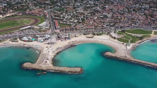 Borely Playa Marsella Francia Aérea Drone Tiro Día Soleado Verano — Vídeos de Stock