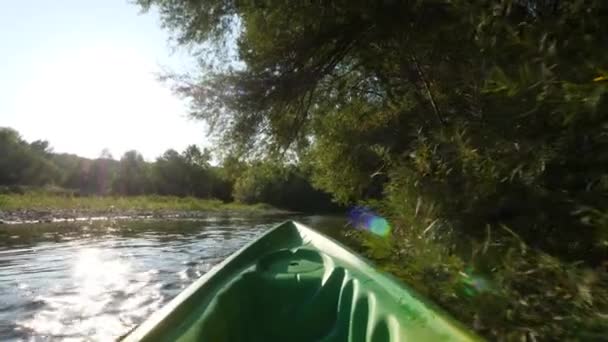 Kanoën Onder Een Aantal Bomen Herault Rivier Eerste Standpunt Frankrijk — Stockvideo