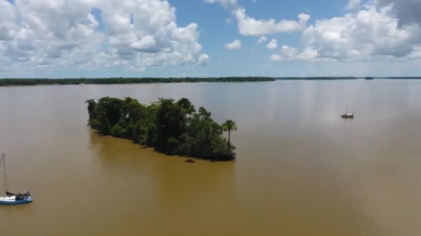 Drone Let Kolem Ztroskotání Svatý Laurent Maroni Mana Řeka Guyana — Stock video