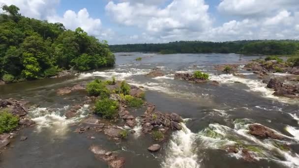 Drone Flight Rapids Saut Maripa Oiapoque River French Guiana Brazil — 비디오