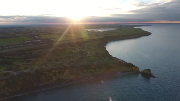 Repülés Felé Pointe Hoc Cliff Normandy Calvados Megye Franciaország Nap — Stock videók
