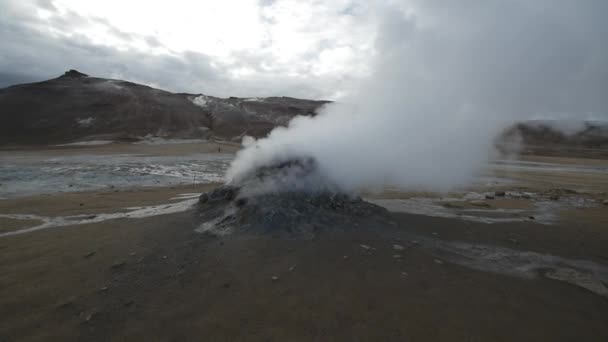 Geothermal Activity Iceland Fumarole Sulfur — Stock Video