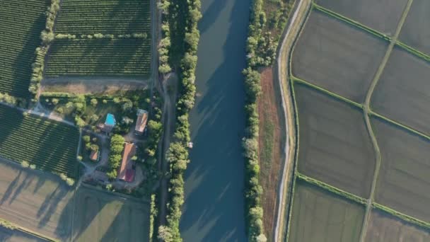Дом Бассейном Вдоль Речных Виноградников Рисовых Полей Франции Camargue Гард — стоковое видео