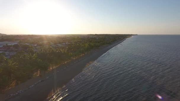 Kourou Pobřeží Pláž Francouzské Guyaně Letecký Pohled Západ Slunce — Stock video