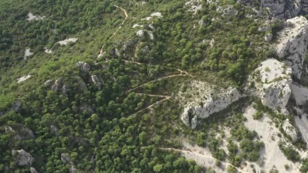 Medieval Village Saint Guilhem Desert Global Aerial View Herault Valley — 비디오