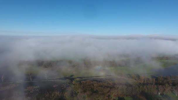 Mystic Cloudy Done Flight Camargue France Foggy Aerial View — Stock video