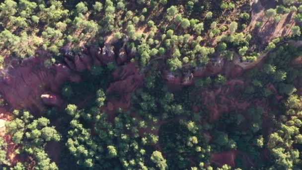 Natural Regional Park Luberon Ochre Quarries Aerial Top View Roussillon — Stock Video