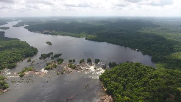 Rapids Saut Maripa Oiapoque Ποταμός Brazil Guiana Drone — Αρχείο Βίντεο