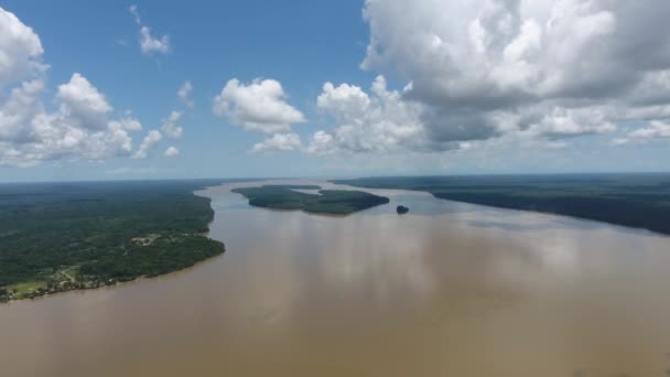 Święty Mana Rzeka Święty Laurent Maroni Przez Drone Surinam — Wideo stockowe