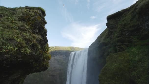 Cachoeira Skogafoss Iceland Tiro Câmera Lenta — Vídeo de Stock