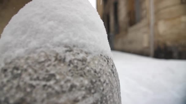 Neve Caindo Câmera Lenta Uma Rua Montpellier França Inverno Frio — Vídeo de Stock