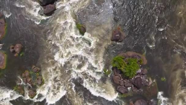 Függőleges Drón Zuhatagok Saut Maripa Oiapoque Folyó Francia Guiana Brazil — Stock videók