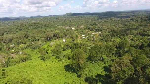 Aldeia Sal Floresta Tropical Profunda Guiana Drone Aéreo Vista — Vídeo de Stock