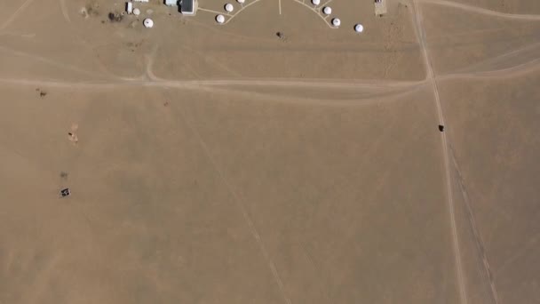 Vuestras Increíbles Yurtas Desiertas Desierto Gobi Mongolia Drone Aéreo Shotsert — Vídeos de Stock