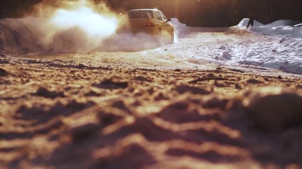 Closeup Car Drifting Winter — 비디오