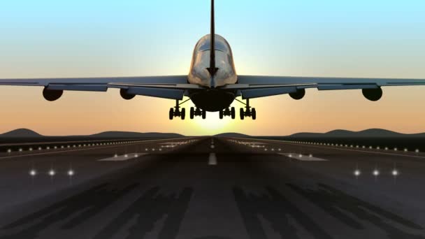 きれいな空に巨大な飛行機の着陸を閉じる — ストック動画