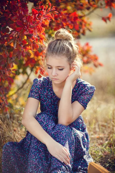 Lány az őszi parkban — Stock Fotó
