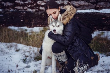 Sibirya husky köpek ile kadın fiyatı