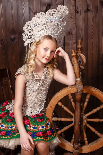 Girl in folk russian dress — Stock Photo, Image