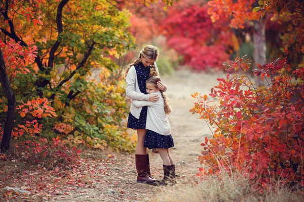 Sisters hugging in park — Stock Photo, Image