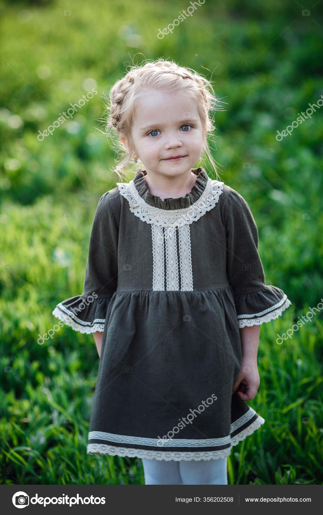 Small Cute Girl Dress Blossom Garden Cute Baby Girl Year Stock ...