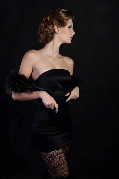 Vacker Kvinna Stil Med Art Nouveau Era Gangstrar Mode Kläder — Stockfoto